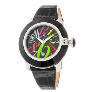 GLAM ROCK Black Leather Dress Women's Watch